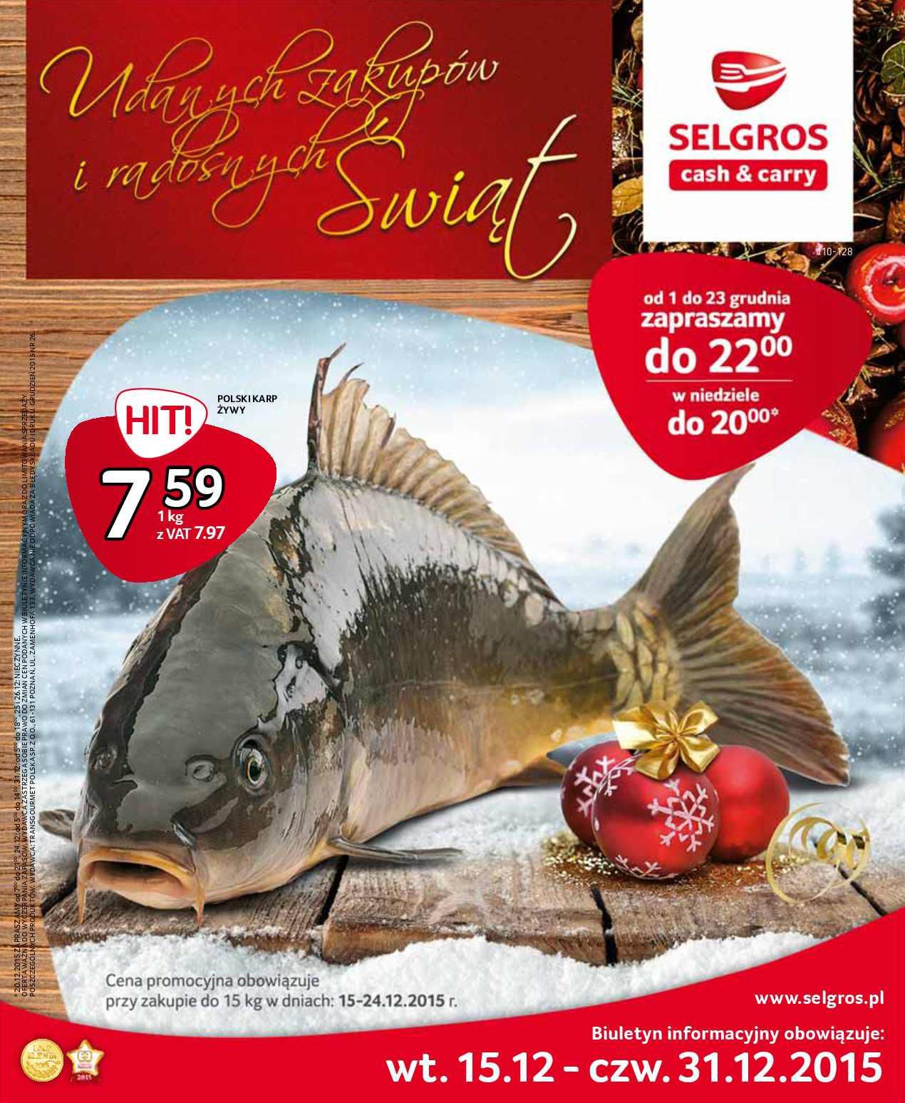 Gazetka promocyjna Selgros do 31/12/2015 str.1