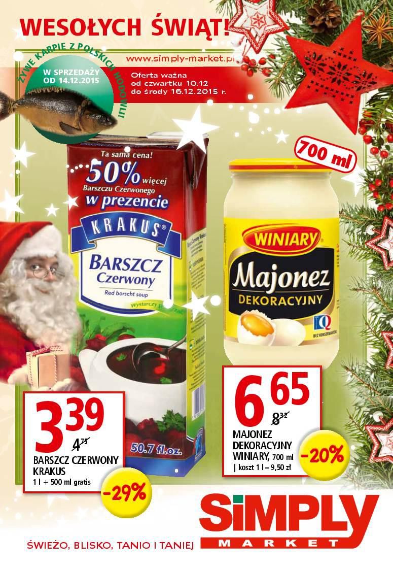 Gazetka promocyjna Simply Market do 16/12/2015 str.0
